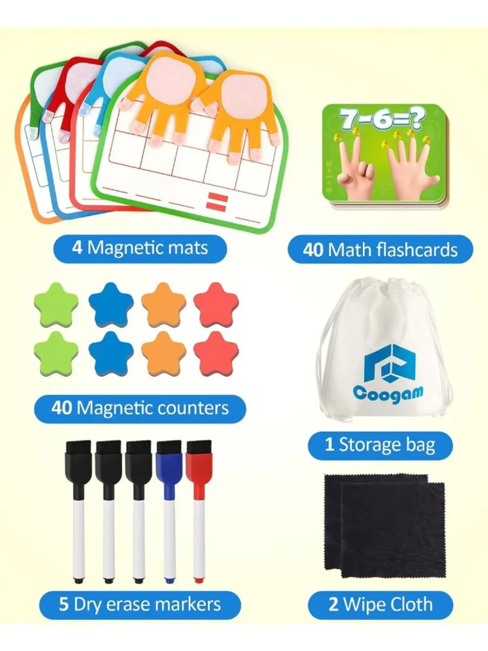 Montessori Math Manipulatives - Magnetic Counting Blocks & Dry Erase Board Toy